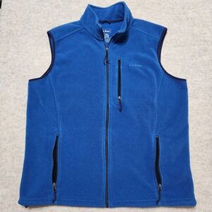 L.L.Bean Mens XL Tall Blue Fleece Vest Full Zip Sleeveless Pockets Outdoor‎